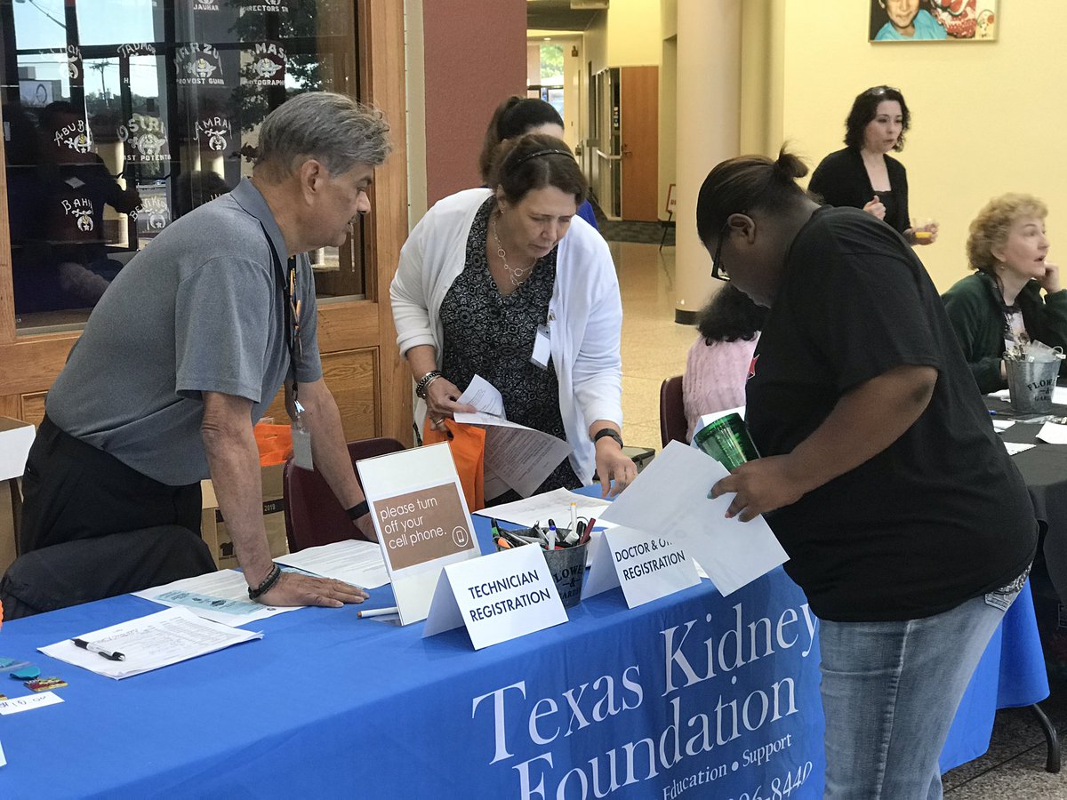 TXKidneyFdn's tweet image. Good morning from the Kidney C.A.R.E Symposium! Our wonderful sponsors are set up as we await our 1st speaker, Dr. Kumar Sharma, Vice Chair of Research, Chief of Nephrology, Department of Medicine, @UTHealthSA who will speak on patient inclusion in research! #kidneycare2019