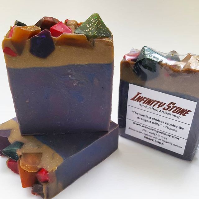 OrganiGeekSoap's tweet photo. "The hardest choices require the strongest Will's" - Thanos
Who's ready for #avengersendgame tomorrow??? 🙌🙌🙌
Once I get orders shipped out, I'll be adding what's left of these Infinity Stone cold process grape soda soaps to my shop! 💎
Vegan, made wit… https://t.co/HKl5095fki https://t.co/yyufxFDOSz