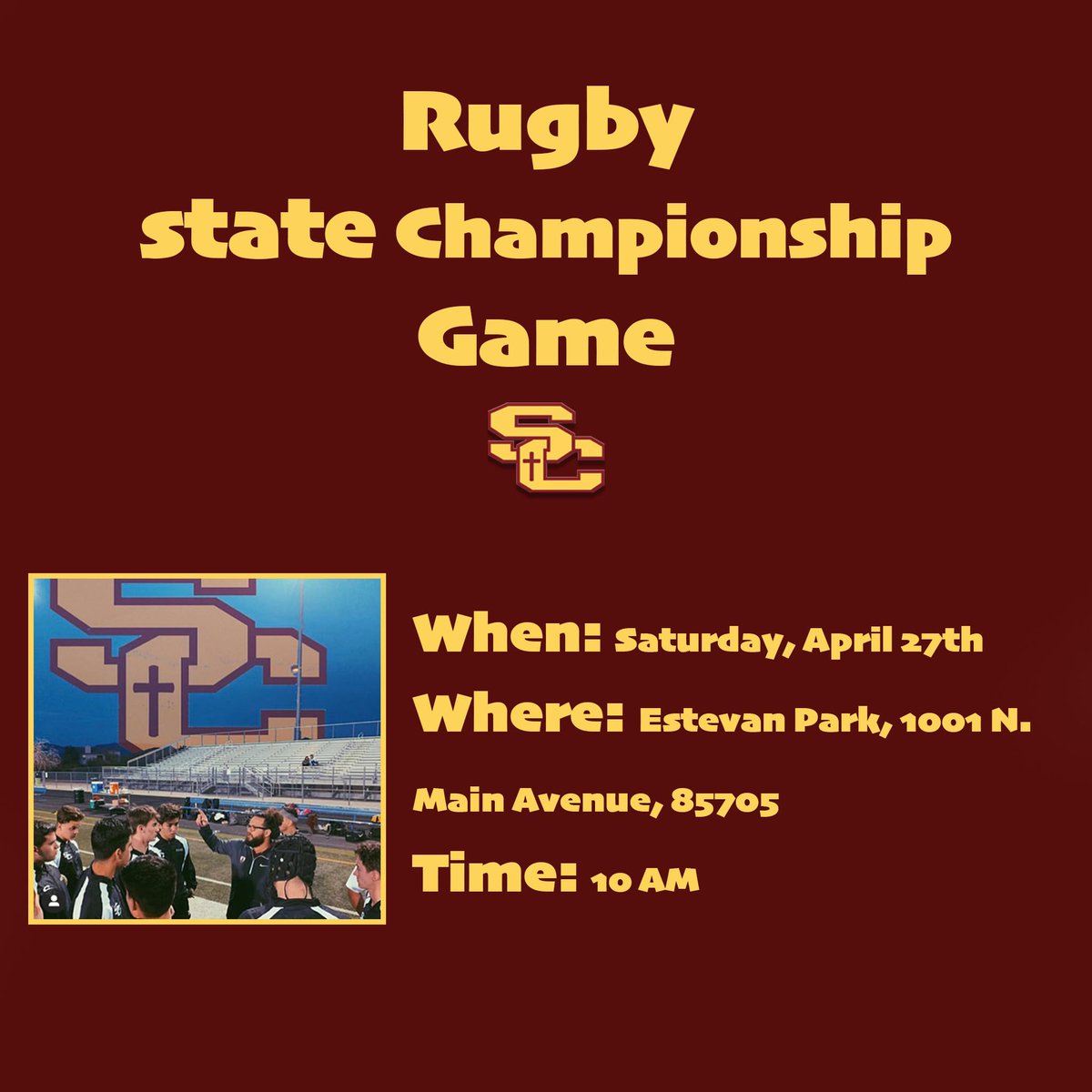 Salpointe Rugby takes on the Cienega Bobcats Rugby Club at 10 am on Saturday April 27th at Estevan Park for the State Championship Game!!! Come enjoy some rugby entrance is free. 🏉🤘😈💪 #letstakestate #lancerrugby