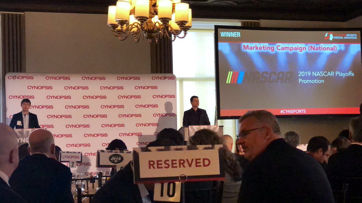 chrislittmann's tweet photo. And more congrats to @NASCAR Partnership Marketing, Brand and Social (and probably more) for winning Best Marketing Campaign (National)! #cynsports https://t.co/Tei4lkCYnW