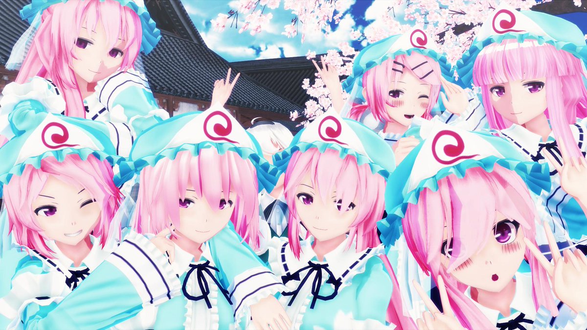 かうんたー 東方mmd 西行寺幽々子 魂魄妖夢 皆揃ってハイチーズ