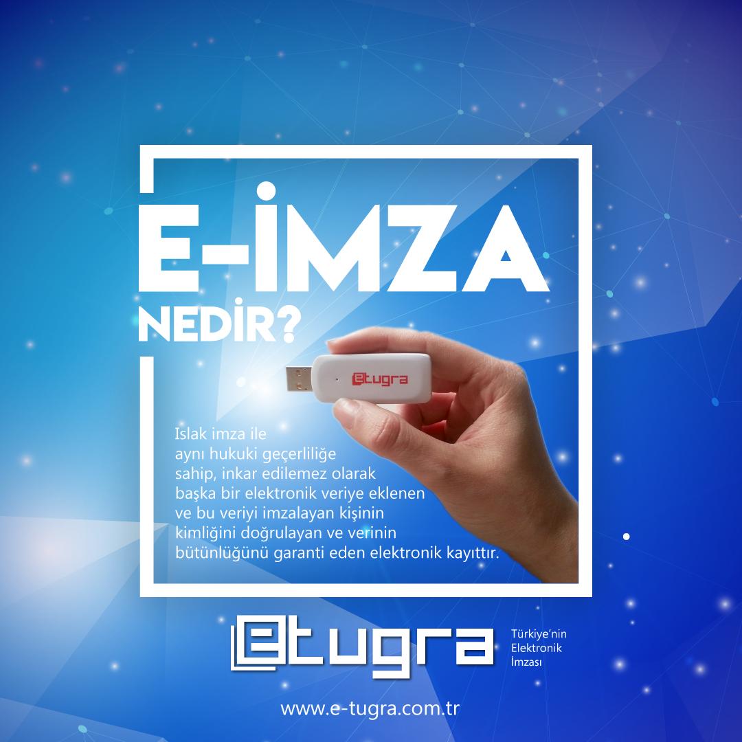 E-İmza Nedir?
Islak imza ile aynı hukuki geçerliliğe sahip, inkar edilemez olarak başka bir elektronik veriye eklenen ve bu veriyi imzalayan kişinin kimliğini doğrulayan ve verinin bütünlüğünü garanti eden elektronik kayıttır. 
#etugra #eimza
e-tugra.com.tr