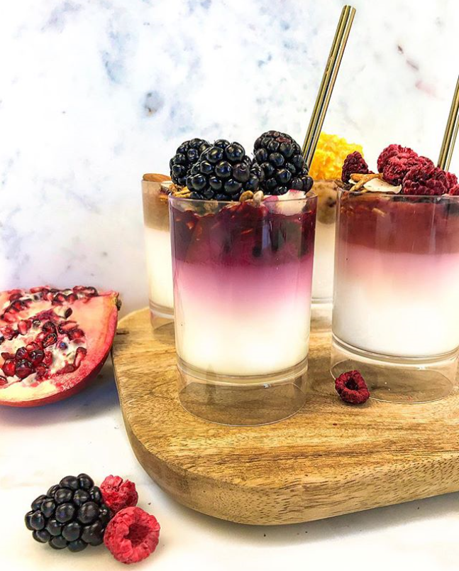 Natural yoghurt pots from @KRArtisanDairy come topped with delicious compote in four fruity flavours - Gooseberry, Mixed Berries, Raspberry &amp; Rhubarb 🍓  Why not try them with some fresh fruit, #HBKitchen granola and #FreshAs Freeze Dried Raspberries and Mandarin Segments 🍊