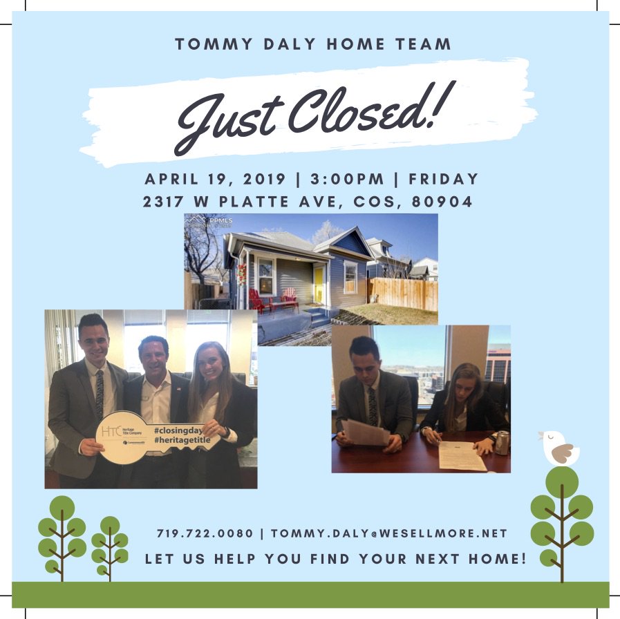 TommyDalyCOS's tweet photo. Congratulations to Nate &amp; Ashley Palace for purchasing their new home in Colorado Springs! 🎉🤝 Thank you for allowing the Tommy Daly Home Team to make this day come true! Cheers to many years! #TommyDalyHomeTeam #MostDynamicAgent #ColoradoSpringsRealtor #TDaly #TommyDalyCOS https://t.co/ehCwnfimZ5