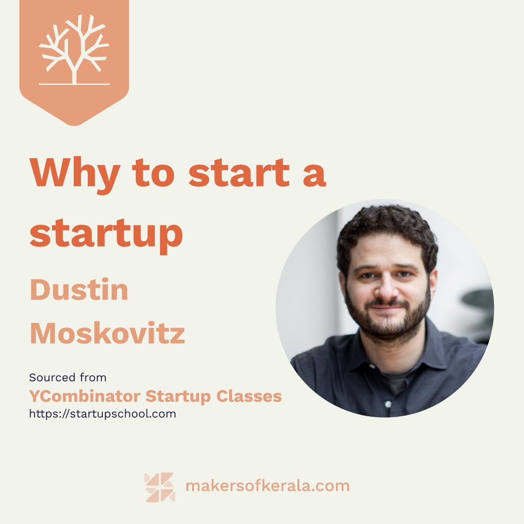 makersofkerala's tweet photo. Continuing @ycombinator Pocket Startup School Series at @makersofkerala 

Here’s @moskov of @asana on Why to start a startup. https://t.co/kMjqWkb6YA