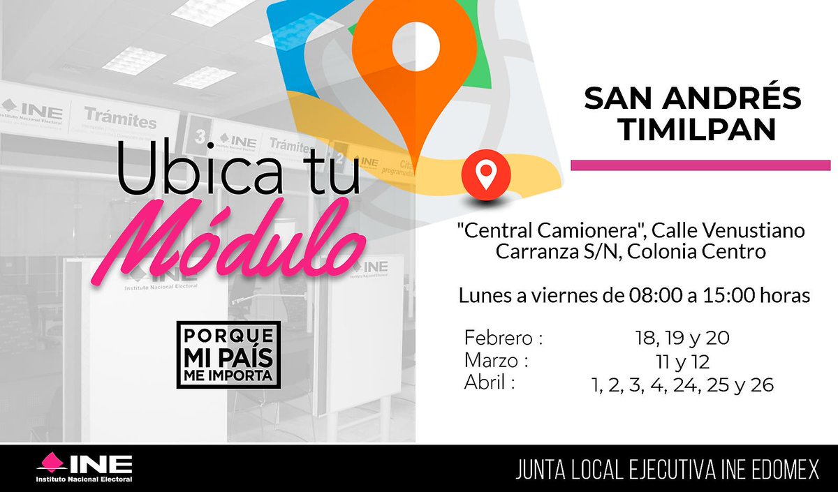 INEedomex's tweet photo. 📌 Hoy el Módulo de Atención Ciudadana te visita en:

#Otumba #SanAndrésTimilpan #SantaMaríaAjoloapan #TianguistencoDeGaleana 

Ubica tu Módulo 👆 https://t.co/qqYKKZDTHB