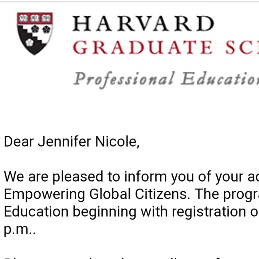 JenniferNLaster's tweet photo. ACCEPTED! I have earned the opportunity to participate in a Professional Development course at @Harvard! I have begun my online coursework and will meet my cohort in May. #professionaldevelopment #teacherlife #alwayslearning #BOGCHS #Harvard https://t.co/ycFEKoC7FY
