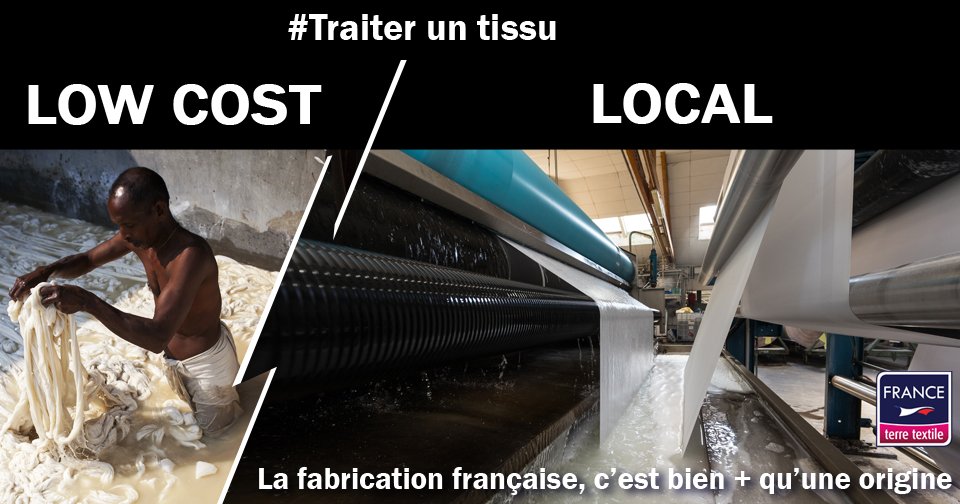 #LOWCOSTOULOCAL ?
🇫🇷 La fabrication française, c'est bien + qu'une origine
➡️ C'est ... des #normes et des règles qui permettent de préserver l'#environnement et la #santé du salarié au travail. 
En France, on ne se baigne pas dans les produits chimiques pour traiter nos tissus