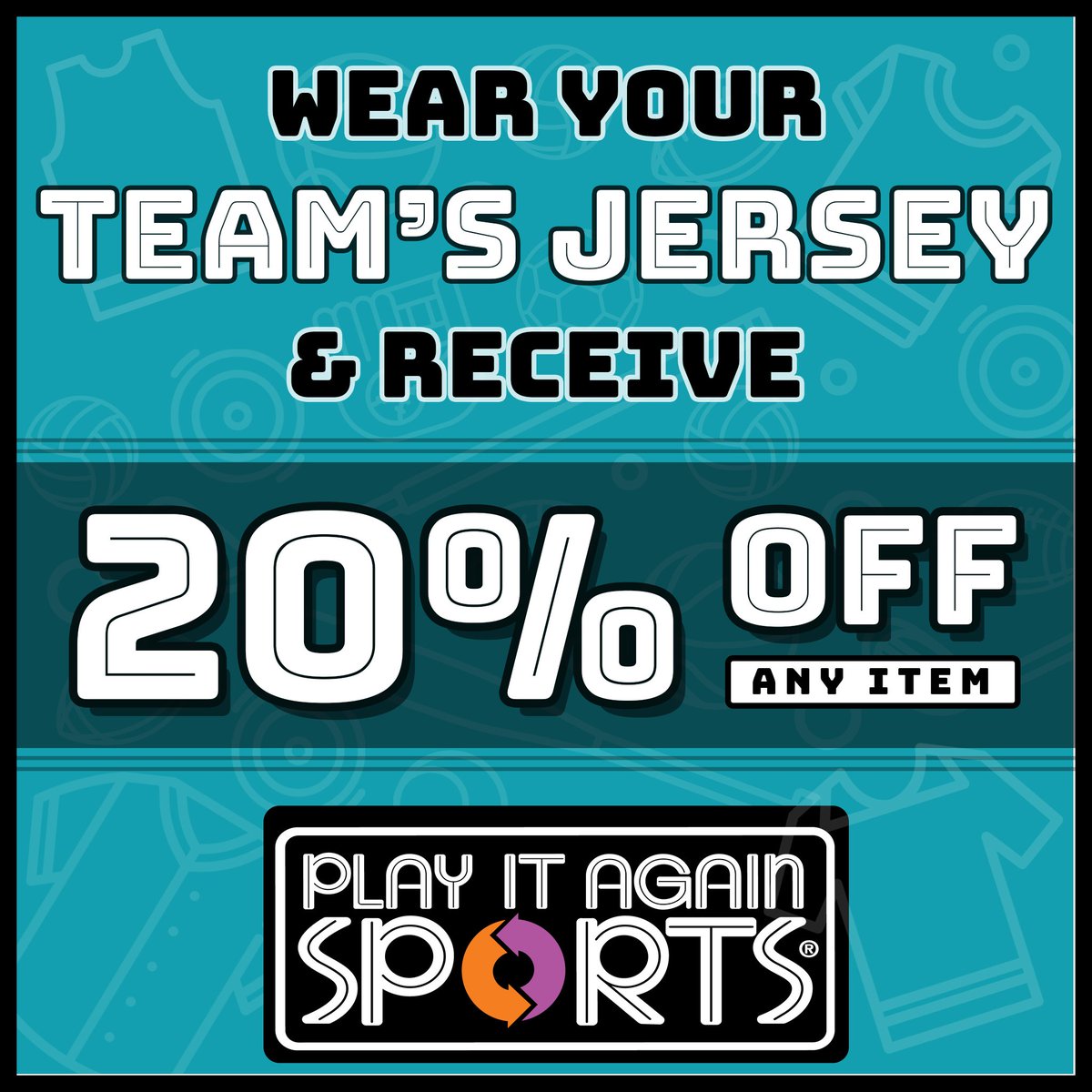 PIASJonesboro's tweet photo. THIS SATURDAY ONLY!!!! In honor of the DARE Softball Tournament and Soccer Spring Classic this weekend, when you wear your team’s jersey to the store on Saturday only, you will receive 20% off any item! 🥎⚽️🥏🏀🏐⛳️🎾🏈  #PIASJonesboro #WeBuyUsed #WeSellNew https://t.co/IQOtceYOJD