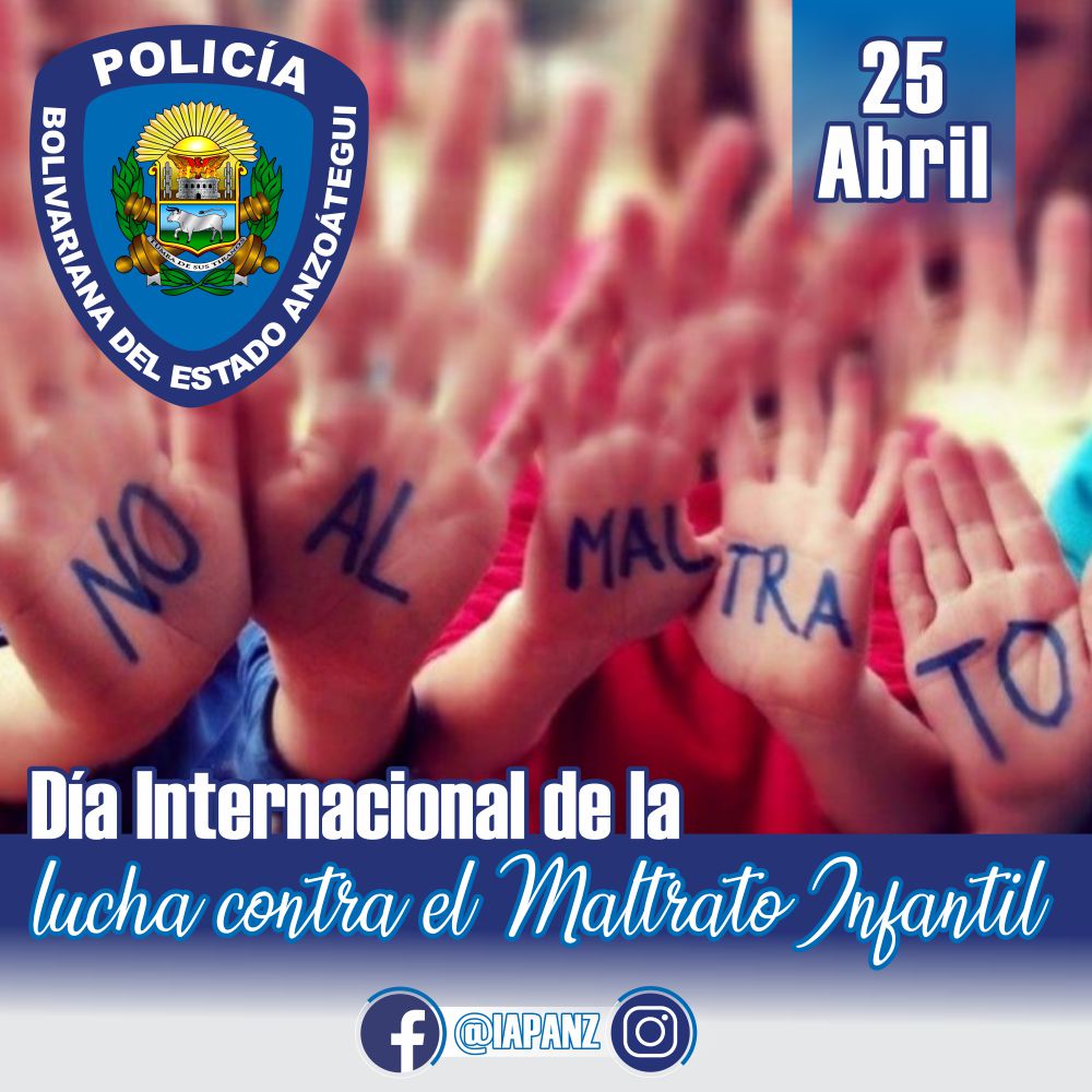 Polibanz's tweet photo. Para fomentar los derechos de los niños a escala mundial, el #25Abr fue instaurado como Día internacional de la lucha contra el maltrato infantil, un problema con graves consecuencias y es definido como el abuso y desatención al que son objeto los niños y niñas. #Anzoategui https://t.co/jWBsPa8ujX