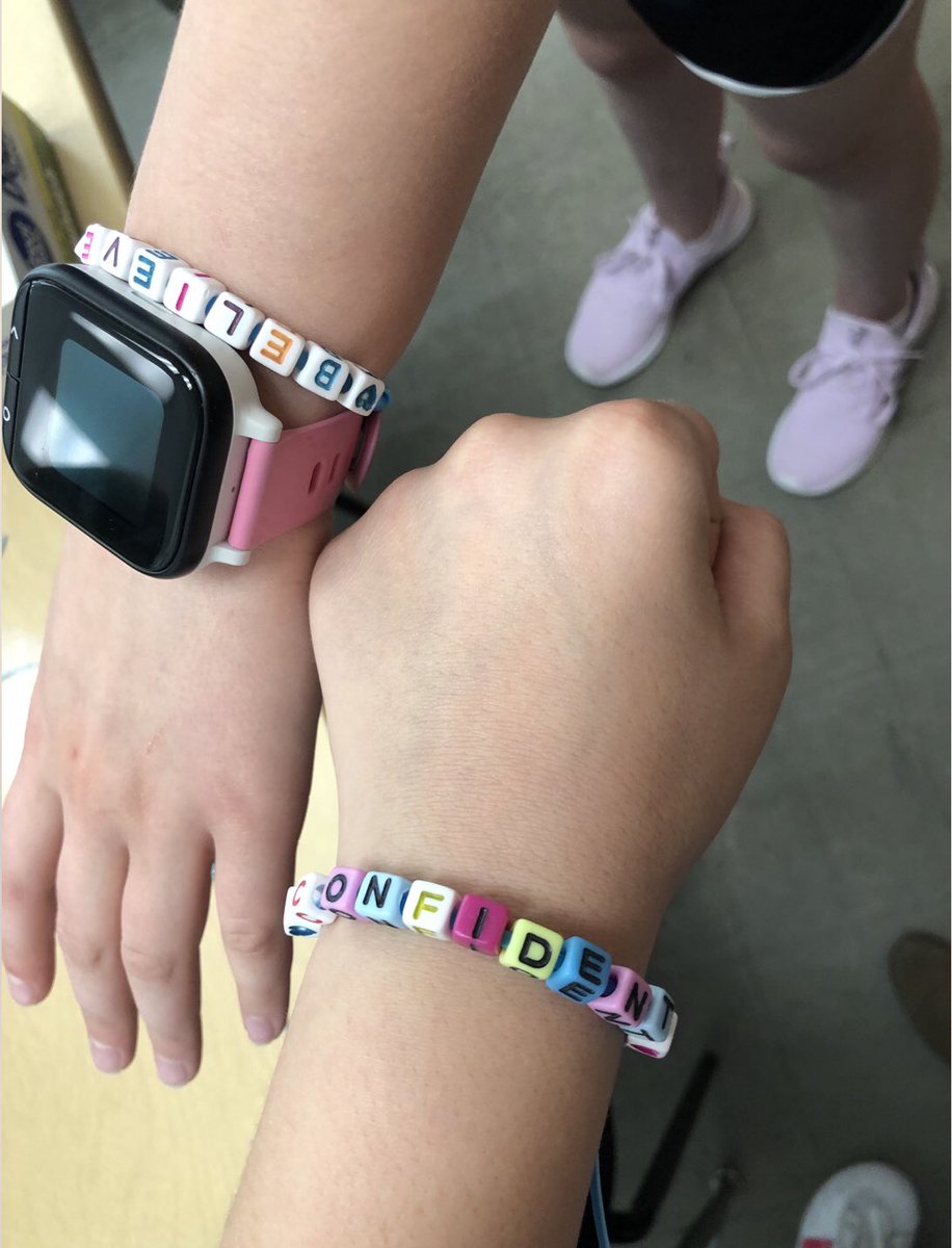 Central345's tweet photo. @EHTSDistrict At our last Play Unified Club meeting, students came together with Miss Gibbons to create bracelets with specific wording thus reminding them of lessons learned this past year. #WeAreEH https://t.co/ByXwzcKjLo