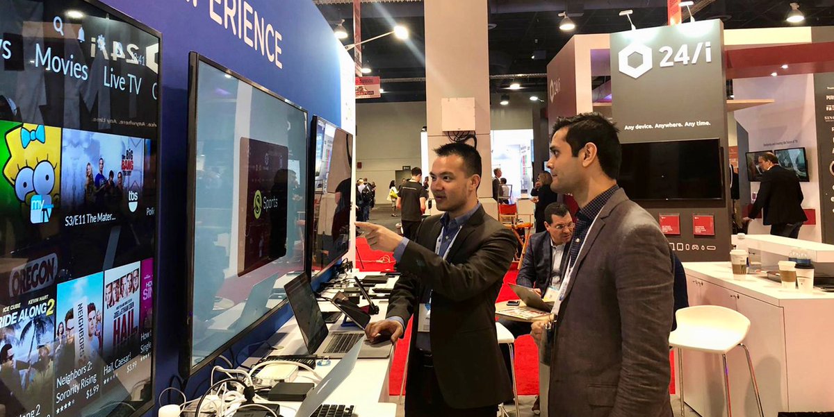 accedotv's tweet photo. Well it is officially #ThrowbackThursday #TBT so time to look back on a busy NAB, full of meetings, demos and one or two of our spokespeople presenting #immersiveUX #voice and the future of #sportsTV https://t.co/lE9BD8NnzV