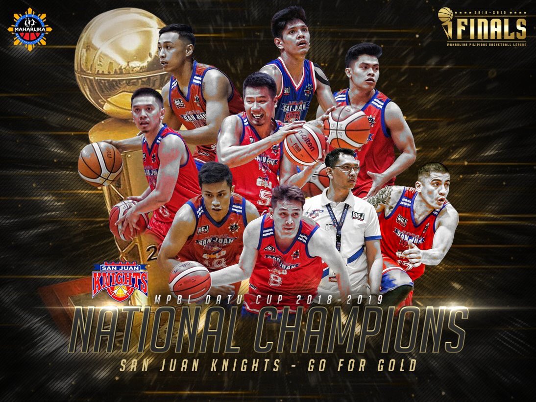 MPBLOfficial's tweet photo. The 2018-2019 MPBL Datu Cup National Champions
San Juan Knights - Go for Gold
#MPBLFinals
#mpbl #DatuCup #LigaNgBawatPilipino https://t.co/GYTqfIiJHI