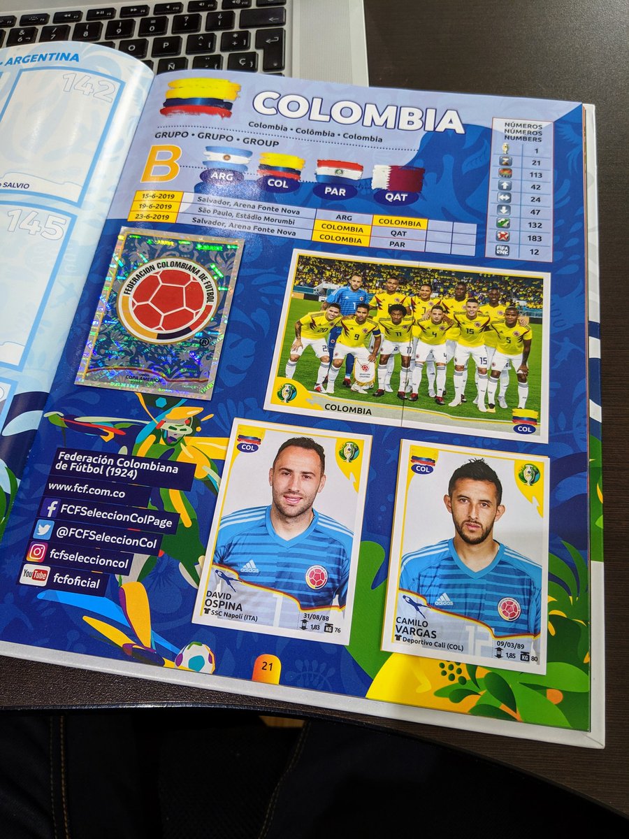 JOAKING_JPG's tweet photo. Ahí están... Solo me faltan 3 de mi @FCFSeleccionCol para completar el #ChallengePanini @PaniniCol #CopaAmérica 👍🏻😎⚽🇨🇴 https://t.co/eowFKUuRrd