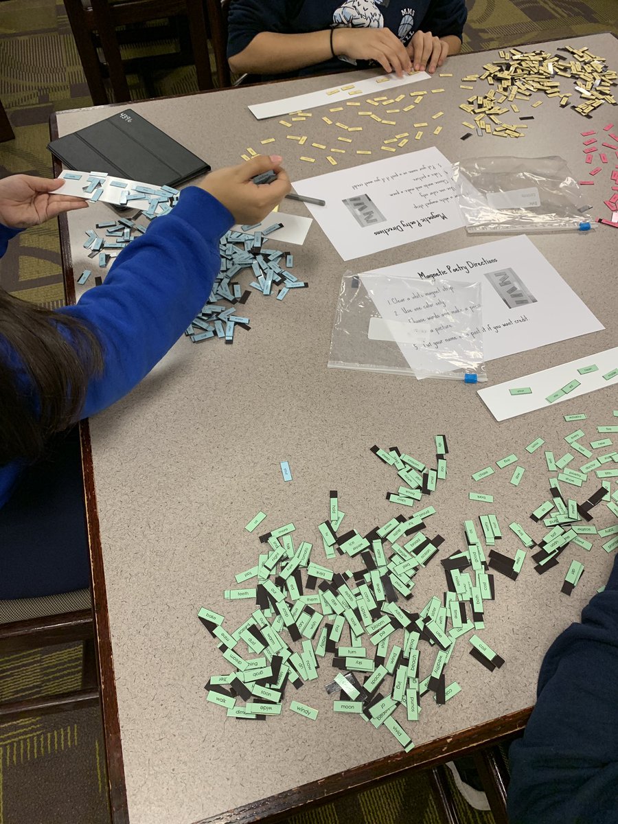 liblady83's tweet photo. Magnetic poetry in action at the MMS library. #d83shines https://t.co/QSH60BE1IP