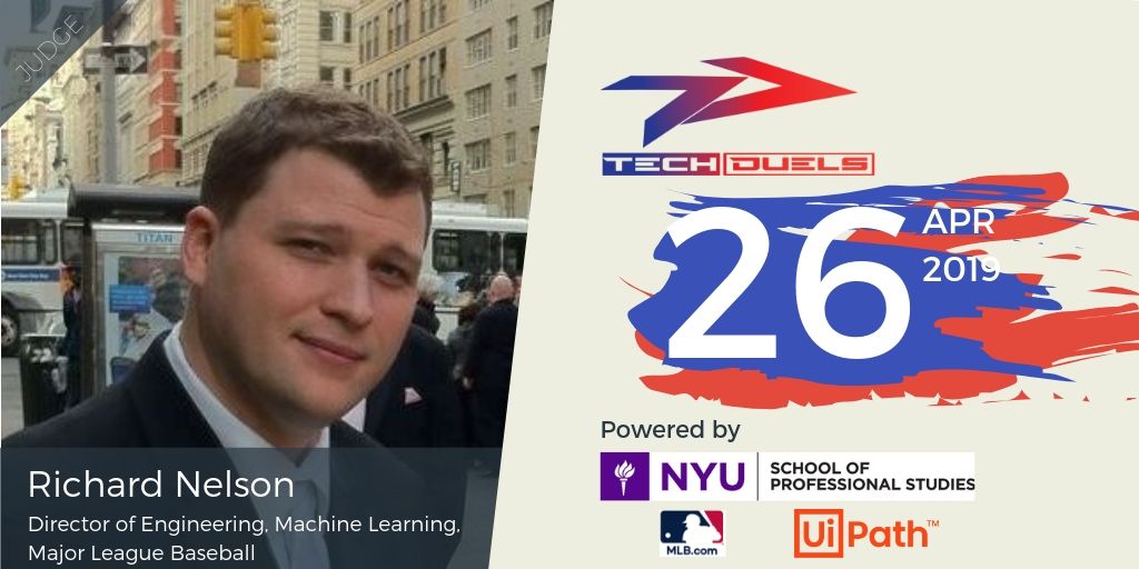 Excited for the next #TechDuels NYC with guest judge Richard Nelson of <a href="/MLB/">MLB</a>. Register FREE and secure your spot for food: buff.ly/2IODNDb

#NYU #NYCTech #Blockchain