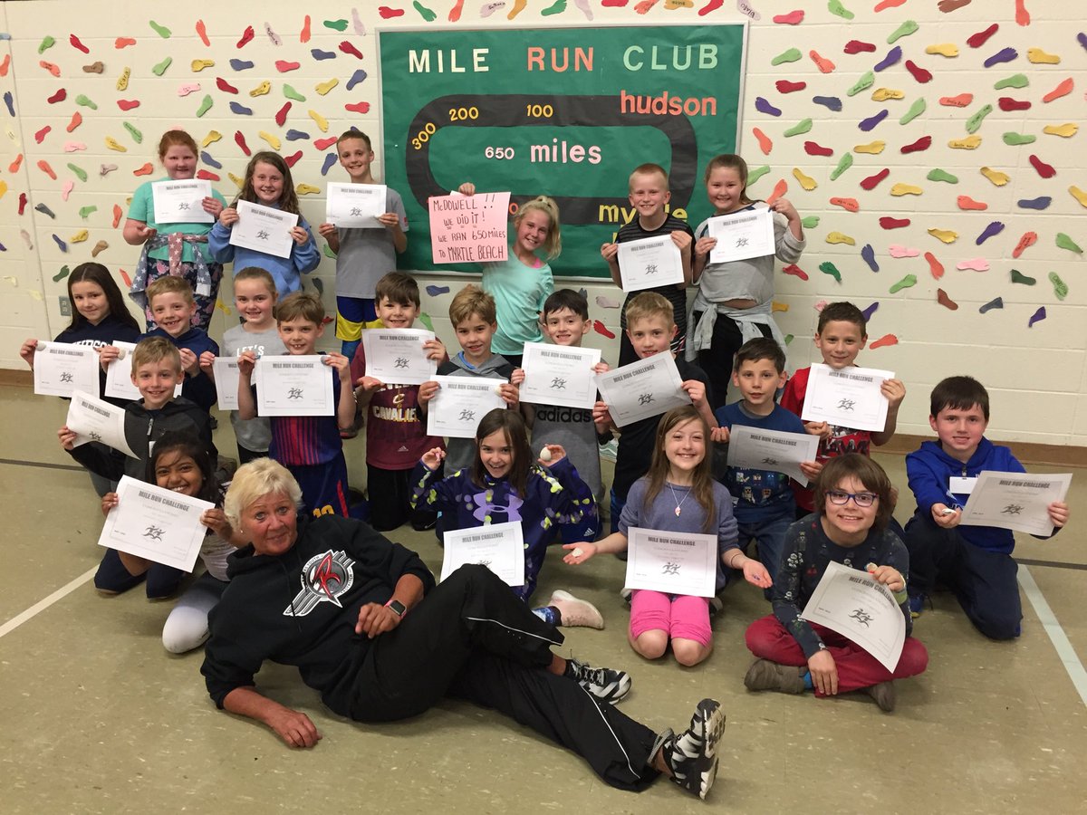 JayneMarconi's tweet photo. McDowell!  We did it!  The 2019 class ran 650 miles to Myrtle Beach. Each student received a shell from the sands thanks to Lena Carlson’s Grandparents who collected shells for ALL https://t.co/y0vy5JphK1
