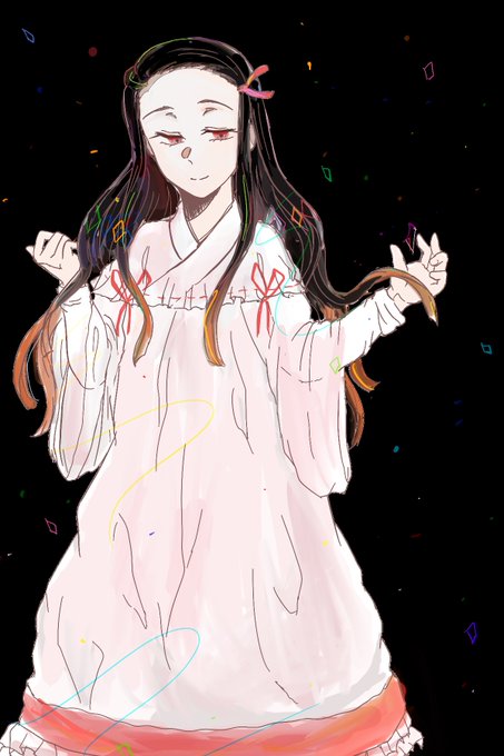 永瀬アラズさんがTwitterに投稿した竈門禰豆子(鬼滅の刃)のイラスト。