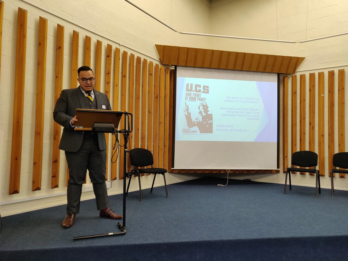 ippmsn's tweet photo. @Coullhistory speaking about Reframing Upper Clyde shipbuilders work-in as a social movement with the great title "we are not the wild cats, the wild cats are in the government" #maritime #ippmsn https://t.co/Dn4EtorWjz