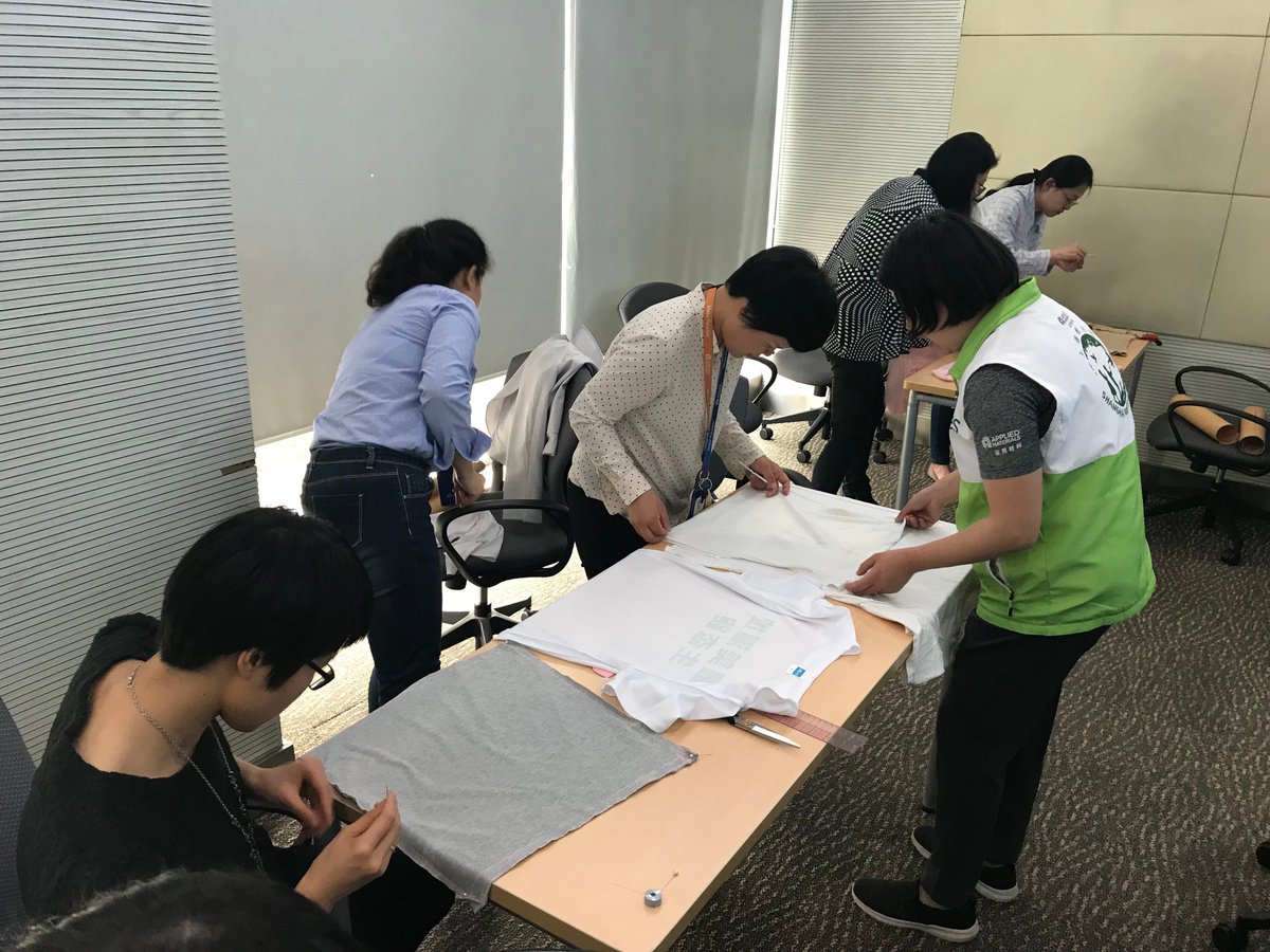 Applied4Good's tweet photo. With the help of local nonprofit Shanghai Roots & Shoots, employees in Xi'an, China turned used clothing into decorative pillows for #AppliedEarthWorks! β»οΈ https://t.co/l6Yn6FnE1h