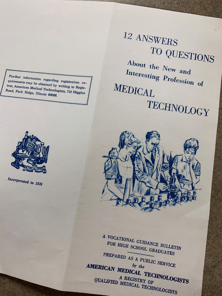 americanmedtech's tweet photo. Because it’s always evolving, medical technology is one of the few tech jobs that survived over the decades. Enjoy this undated AMT brochure, &amp; to read about what an MT does today, check out our profession profile. https://t.co/1A84H2eleZ
#ThrowbackThursday #AMTlabweek #LabWeek https://t.co/NS9vvTCm00