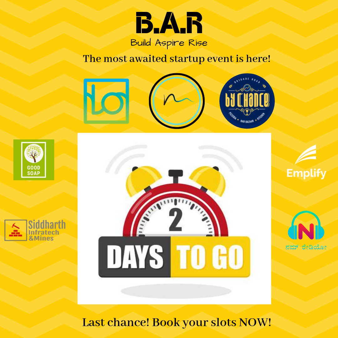 TheManaNetwork's tweet photo. Less than 48hrs to go! #BARepisode1
Final chance to grab those last few slots! Book now and we'll see you at BAR Episode 1-The most awaited startup and networking event!

DM us &amp; tell why you are so keen on attending and win yourself a free pass!

#GoBarorGoHome #TheManaNetwork https://t.co/9huFH1DiZI