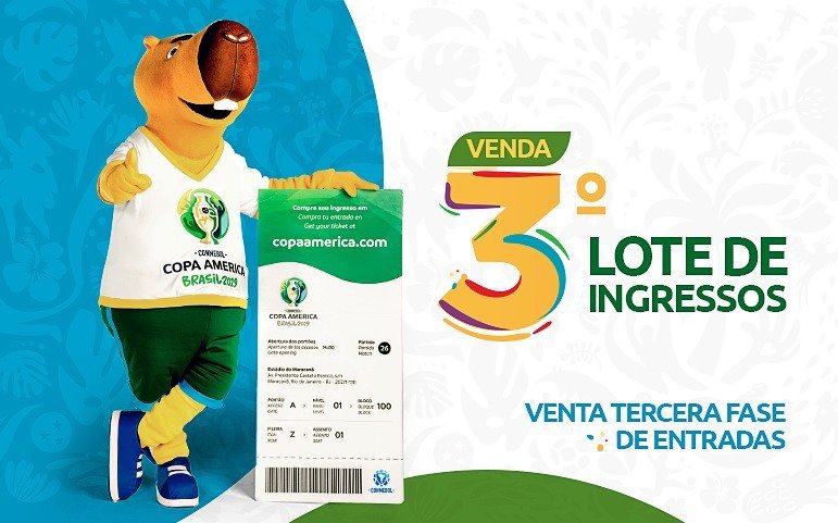 Hoje um novo lote de ingressos para a Copa América será colocado a venda. Ainda dá tempo de garantir o seu, e ver de perto as seleções incríveis em busca do titulo da 46ª edição da Copa América. Para mais informações acesse: https://t.co/Jpt8tfgAYQ https://t.co/NkEJzrQx4z