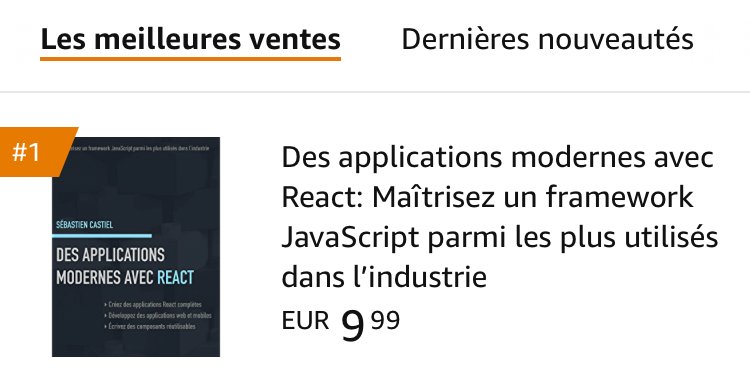 MasterReact's tweet image. N°1 des ventes sur Kindle dans la catégorie JavaScript, ça fait toujours plaisir 😃