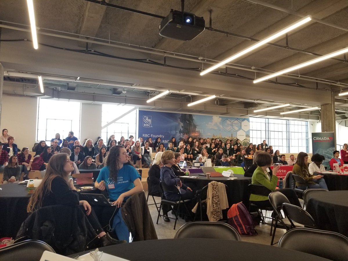 A great morning with almost 100 girls for #GirlsinICTCanada @Invest_Ottawa #TheFutureisFeminist