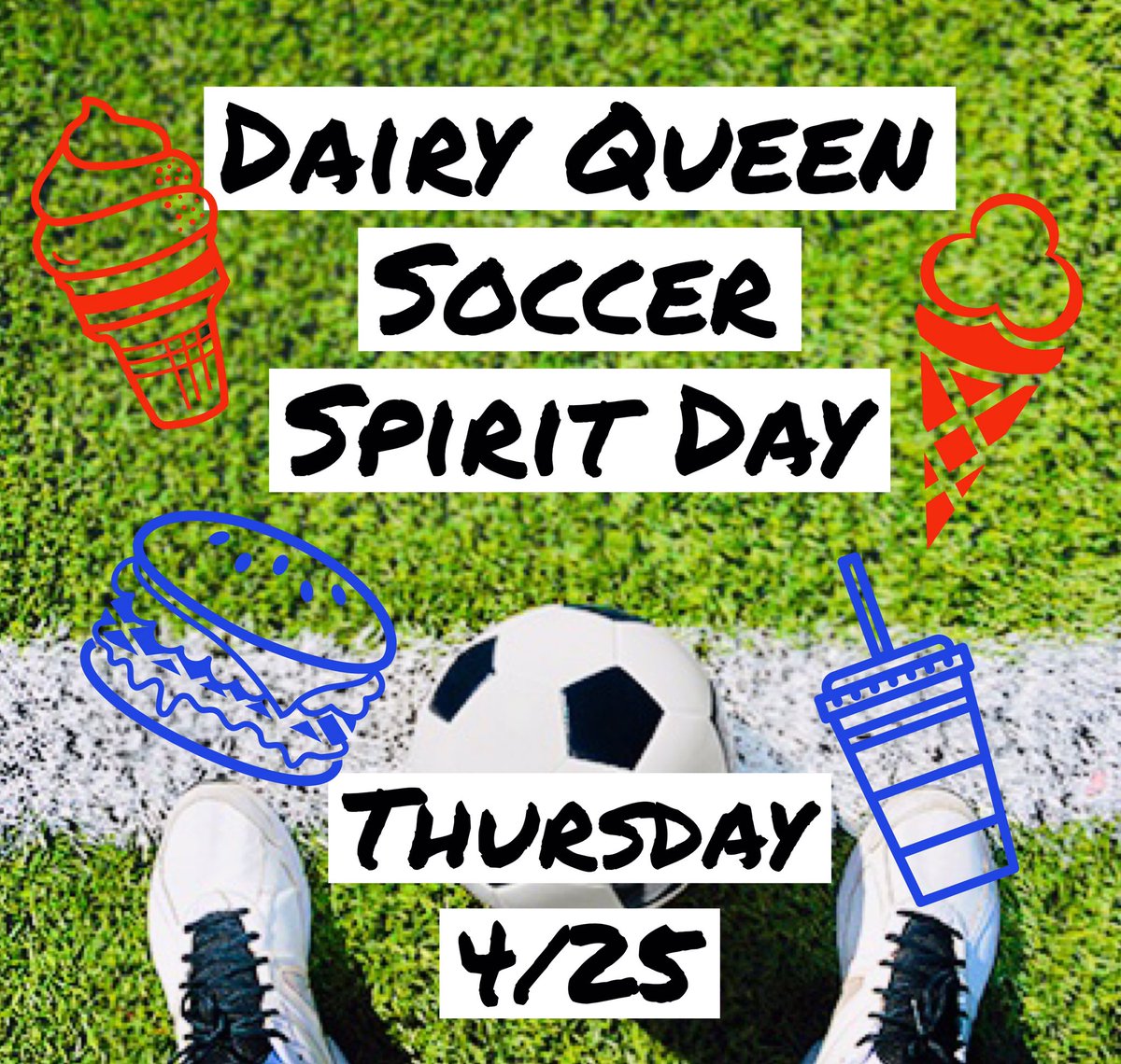 Spirit Day at Hendersonville Dairy Queen at Gleenbrooke on Thursday 4/25 (all day)  Come on down to eat and support Commando Soccer Club‼️