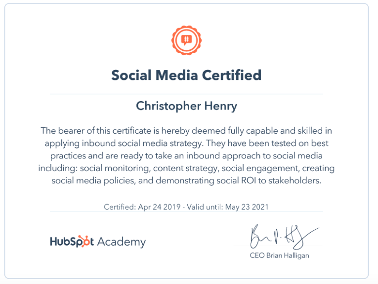 ChrisHe73541504's tweet photo. Thank you @HubSpotAcademy ! Awesome certification! #WeferSF19 https://t.co/vwAUzJHTVB