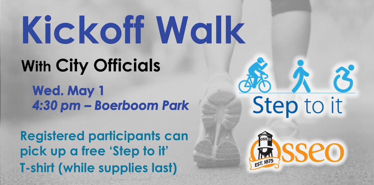 CityofOsseo's tweet image. Sign up today for the Step to it Challenge, a free, family-friendly activity challenge from May 1-28. &amp;amp; join us for the Step to it Challenge Kickoff on Wed., May 1 at 4:30 pm! steptoit.org #StepToIt