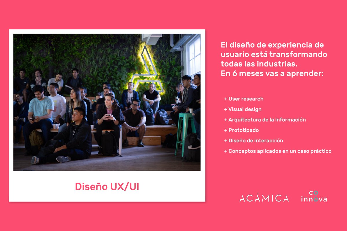 #UXUI y #cowork son la combinación perfecta! En 6 meses podés convertirte en UX UI Designer y ser parte de la industria tecnológica. Recibimos a <a href="/Acamica_com/">Acámica</a> el 27 de Mayo con la carrera de Diseño UX/UI.
Más info en 👉 bit.ly/2D7pQwu