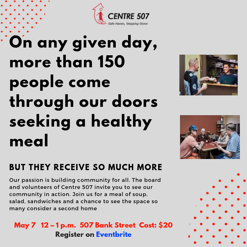 Centre507's tweet photo. Curious to know more about Centre 507? Join us for a lunch and learn on May 7 to learn all about our impact on the #Ottawa and #Centretown community. Tickets here: https://t.co/29akI02mlm https://t.co/k0qWMr767s