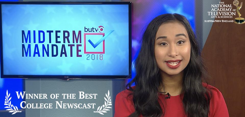 butv10's tweet photo. It's not just #MidtermMandate that won at the NATAS awards, @Offsides10 and #BUTV10's @BU_Tweets Basketball production won too! And, @Amber_of_butv10 received an honorable mention! https://t.co/CzUny5DMlo