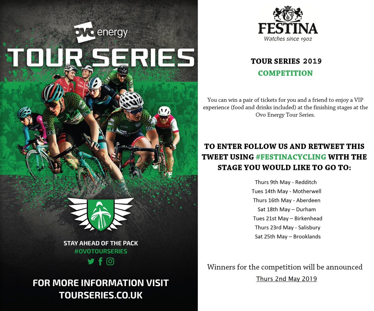 COMPETITION #OVOTourSeries

#TourSeries2019 #Competition #cycling #FestinaCycling #FestinaWatches #Festina #OVOEnergy #Redditch #Motherwell #Aberdeen #Durham #Birkenhead #Salisbury #Brooklands #VIP #tickets #FunFastFree