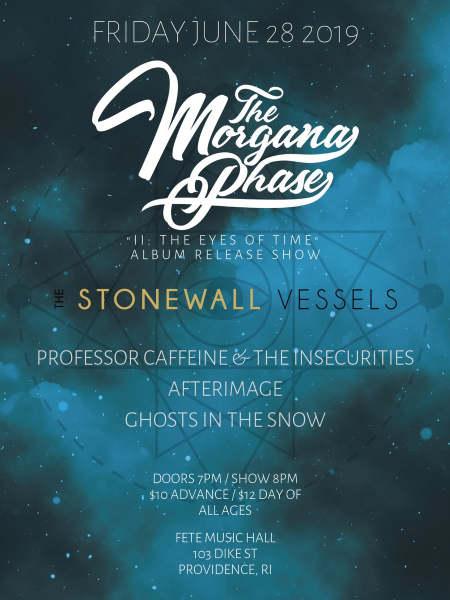 TheMorganaPhase's tweet photo. Hey #Providence! The album release show for “II: The Eyes of Time” is happening on Friday 6/28/2019 at @FeteMusic! Grab your tickets here: https://t.co/kCW5WMDT7w https://t.co/Z8P2oPrIkr