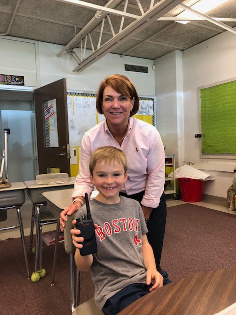 Noah Caruso is doing a fabulous job as principal of the day! Thanks to Mr. and Mrs. Caruso for winning this at the ACE event!
