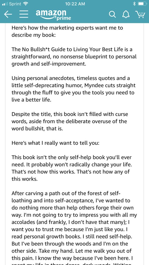 MyndeeCo's tweet photo. @LunaKayne Thank you! I have to be honest, it’s HARD to put my book out there. I hardly even tweet about it. But here’s the link and a photo of the description so you can decide if you want to check it out further. The No Bullsh*t Guide To Living Your Best Life https://t.co/TOol6cSgDs https://t.co/huUx8ym50P