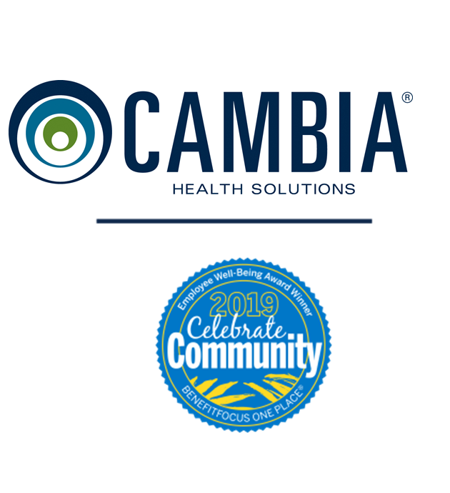 Cambia's tweet photo. One of the ways we transform #healthcare is empowering our employees to live healthy lives. We’re proud to share our Celebrate Community Award from @Benefitfocus for our employee wellness program. #OnePlace19 https://t.co/B4pVA8ysS9