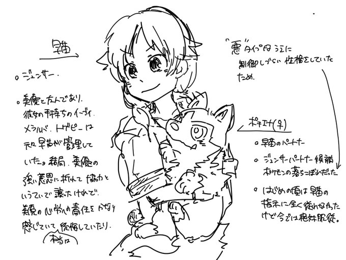 早苗さんとパートナーのポチエナ
#デレポケパロ 