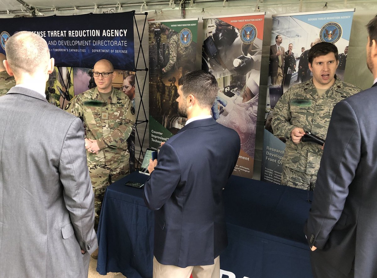 doddtra's tweet photo. The DTRA booth is a hit at @DeptofDefense ‘s #DoDlabDay2019! Our incredibly talented service members are showing off some of the latest tech that support the warfighter #DiscoverDoDTech @DoDInnovation https://t.co/eabEA7TAYL