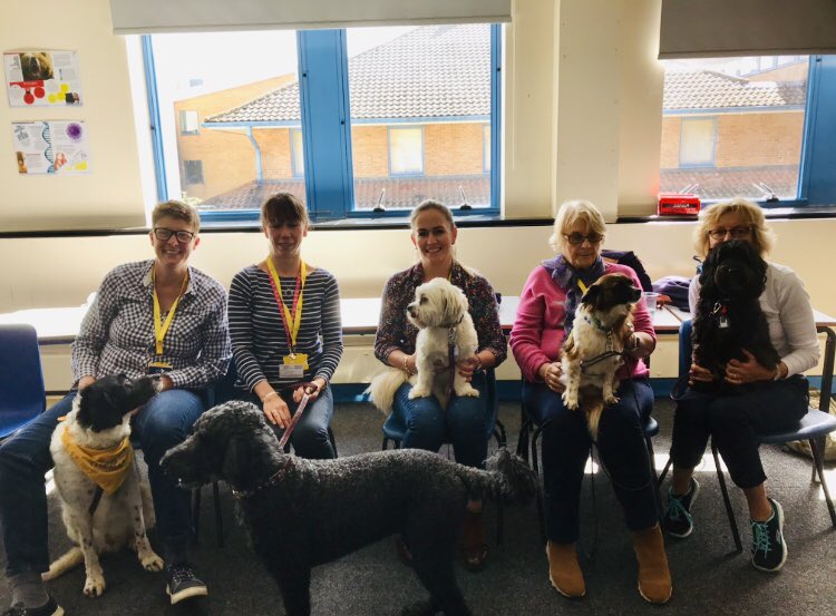 Fantastic stress busting session today with the dogs from <a href="/PetsAsTherapyUK/">Pets As Therapy</a>. Both students and staff loved it!🐶