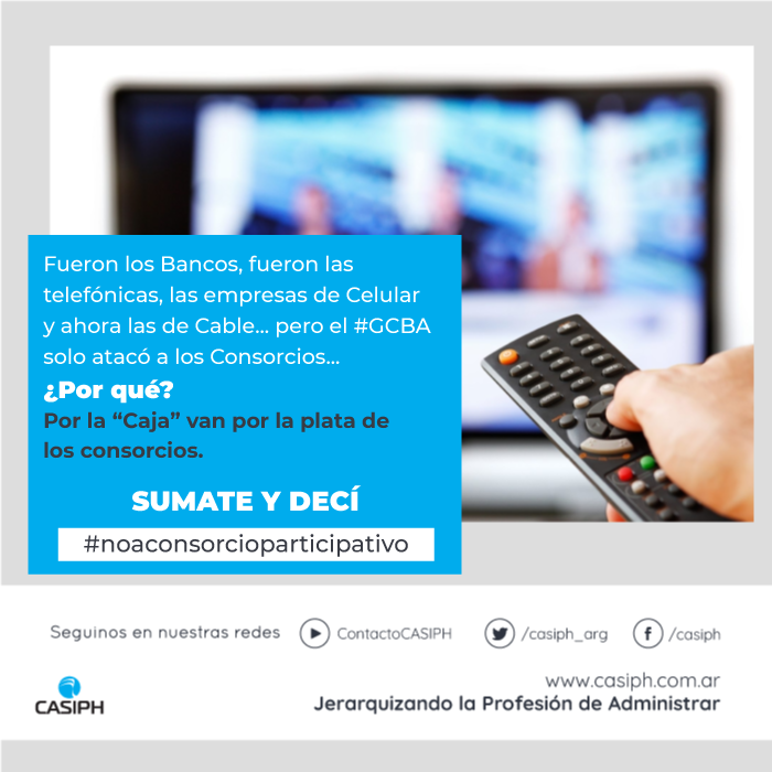 casiph_arg's tweet photo. Fueron los Bancos, fueron las telefónicas, las empresas de Celular y ahora las de Cable... pero el #GCBA solo atacó a los Consorcios. ¿Por qué? Por la “Caja” van por la plata de los consorcios. Decile #noaconsorcioparticipativo
Leé la nota completa https://t.co/JwPDq1vXxO
#CASIPH https://t.co/5vnhj6KlJ0