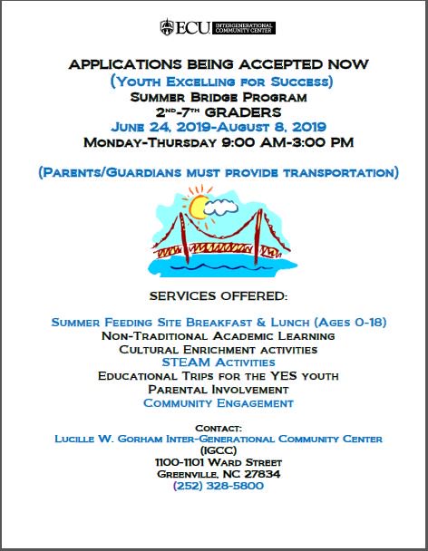A one-time nonrefundable registration payment of $25.00 is due during sign up.

Payments can be made at: epay.ecu.edu/igcc