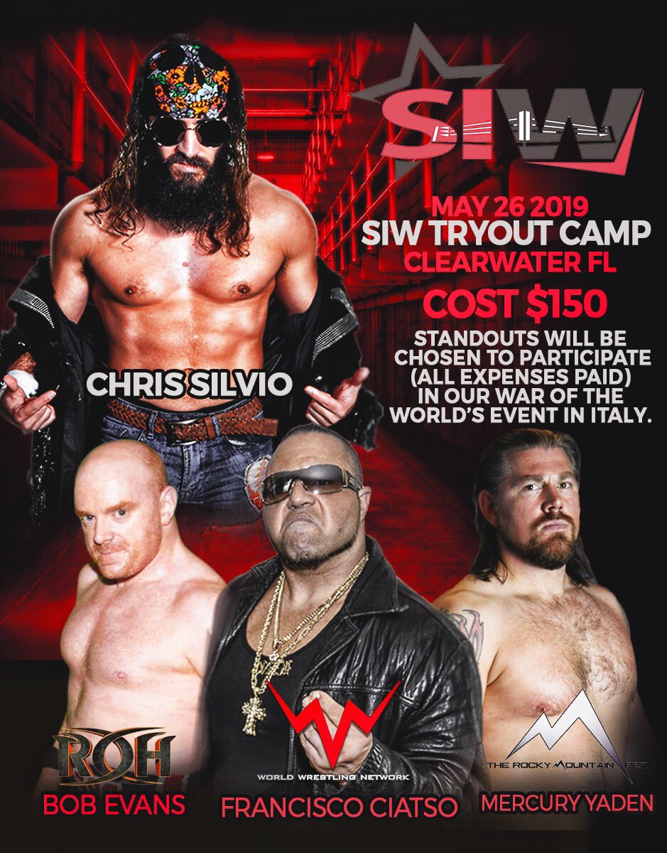 Overseas Wrestling Opportunity! We are looking for some new talent to be flown to Italy (all expenses paid) and be considered for our USA events. The one day seminar and tryout is your ticket. PM to register today. Spots are filing up rapidly! May 26th Clearwater FL