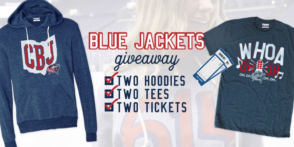 🏒 GIVEAWAY 🏒 ** TO ENTER: 1) Be FOLLOWING us 2) RT this tweet 3) TAG a friend you'd take to the game in the comments (they must also be following us) ** Winner receives 2 lower-level tix to a <a href="/BlueJacketsNHL/">Columbus Blue Jackets</a> game this playoff series, 2 hoodies &amp; 2 tees! Winner announced Mon!