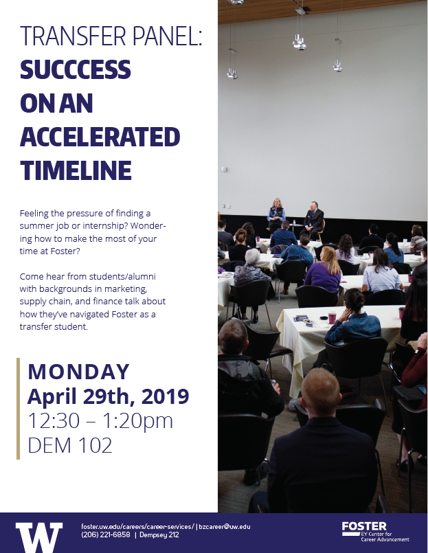 fostercareers's tweet photo. Are you a transfer student in Foster? Check out this Transfer Panel: Success on an Accelerated Timeline we are hosting next week Monday! https://t.co/HvAhdtSdPb