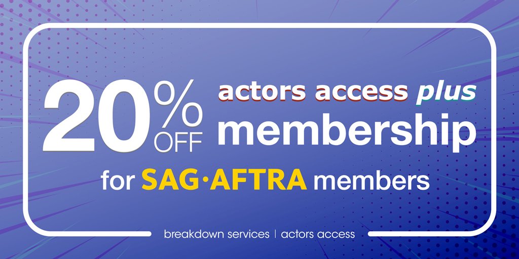 bekvemmelighed overdrive Produktiv Actors Access on Twitter: ".@SAGAFTRA members! You can now add a PLUS to  your career for less! With 20% off an annual #ActorsAccess PLUS membership  you'll be one step ahead. Enter your