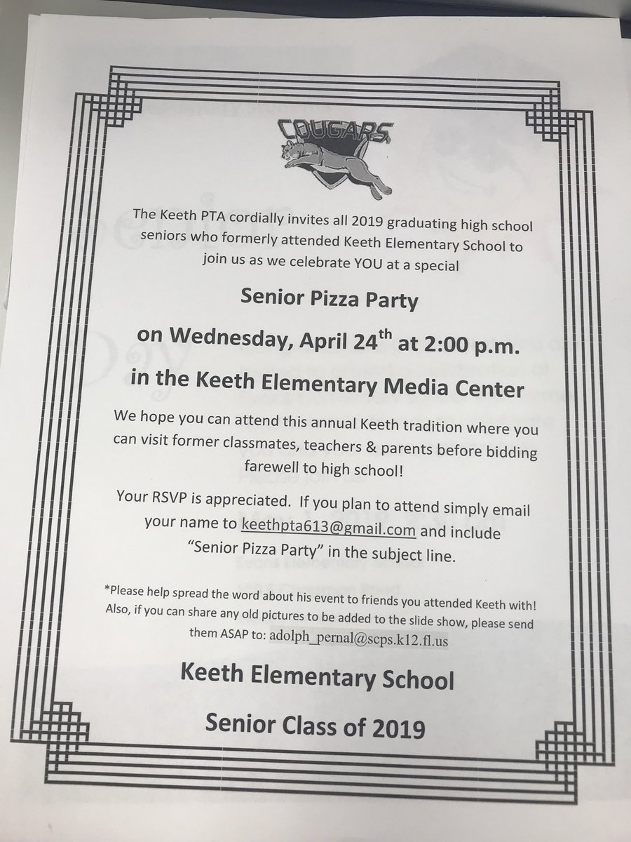 Seniors!! Go visit your elementary schools and celebrate your achievements with former classmates and teachers!